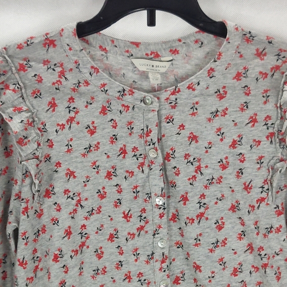 NWT Lucky Brand Small Peititie Gray Floral Ruffle - Picture 8 of 10